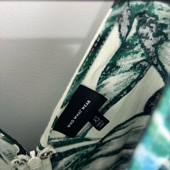 Who What Wear Linen Blend Palm Print Tropical Midi Dress XS - Picture 9 of 10